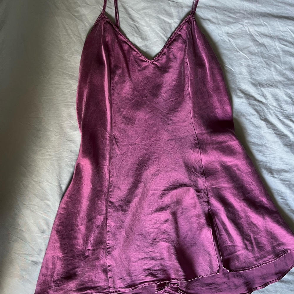 Elegant Purple Satin Slip Dress